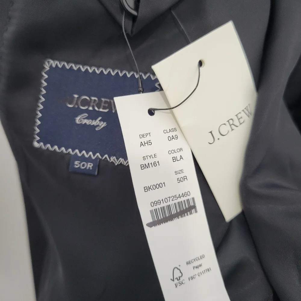 J Crew Crosby Classic-fit suit jacket in Italian wool 50R Black NWT *Flaw
